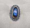 Handmade 925 Sterling Silver Labradorite Ring: Vintage Boho Statement Jewelry