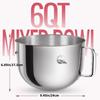 Mixers Bowl Lid Mixers Cover Kitchen Mixer Bowl Replacement Mixers Bowl Cover Stainless Steel Mixing Bowl for 6QT Mixers