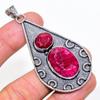 Kashmir Red Ruby(Simulated) Gemstone 925 Sterling Silver Jewelry Pendant 2.76" AP-14050