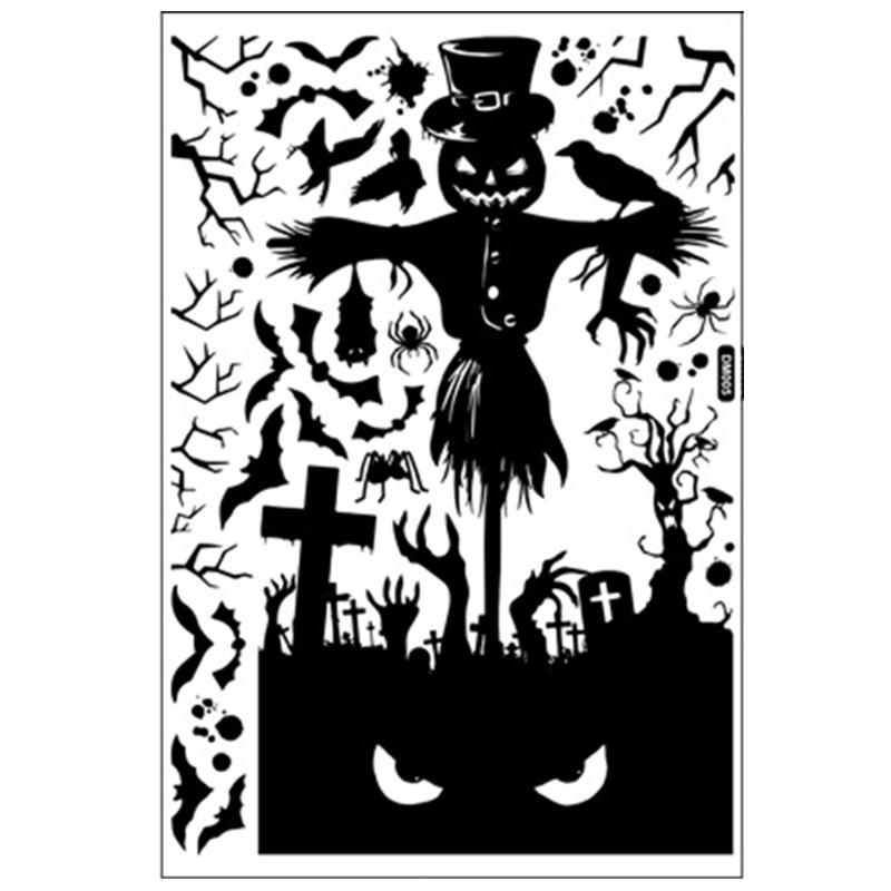 Halloween Large Skull Head Pumpkin Stickers Halloween Decoration Wall Window Door Stickers Haunted House Bathroom Prop