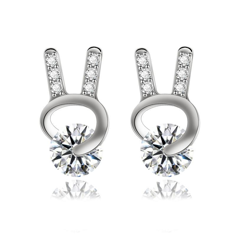 

Japanese And Korean Versatile Student Jewelry Cute Free Earrings Female Rotating Zircon Simple Cute Free Earrings 925 silver