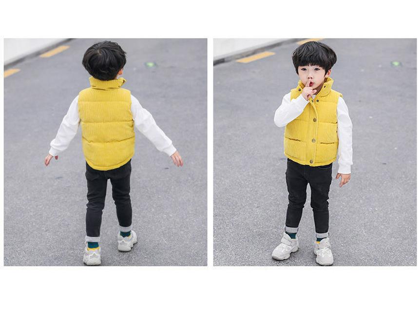 Kinder verdickte Cord-Daunenweste - Warme ärmellose Jacke für Jungen & Mädchen