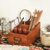 Vintage Style Desktop Storage Box Wooden Makeup Brush Holder Durable Desktop Stationery Box  Vanity