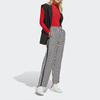 adidas Pantalones casuales rectos de cintura alta con bordado de pata de gallo y logo de trébol Originals para mujer, color negro y blanco, IB7715