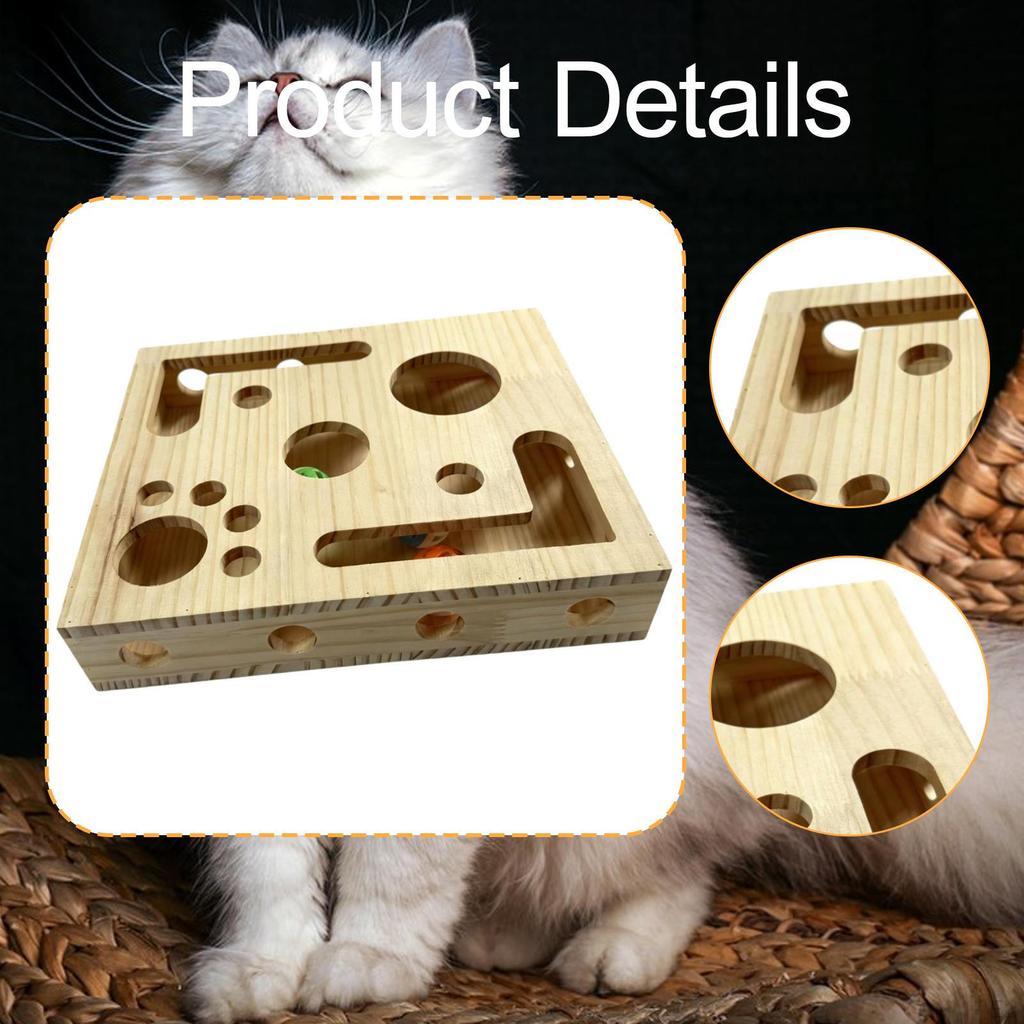 Interaktives Holzkatzen-Puzzlespielzeug Mentale Stimulation Box Spaß mit Ball Indoor-Übung Labyrinthspiel