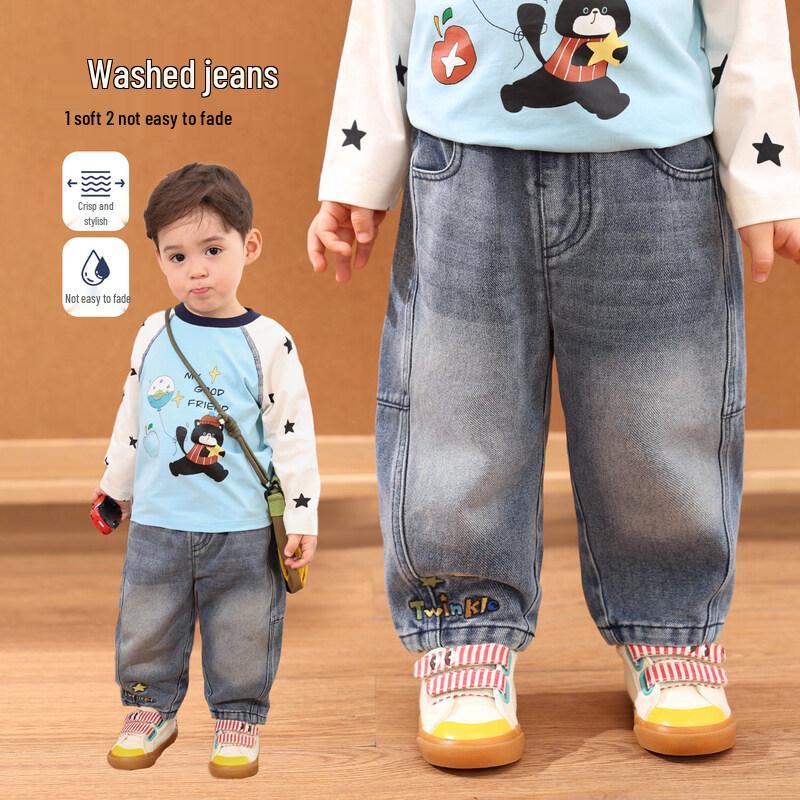 LUSON Baby & Toddler Boys Soft Light Wash Jeans 80