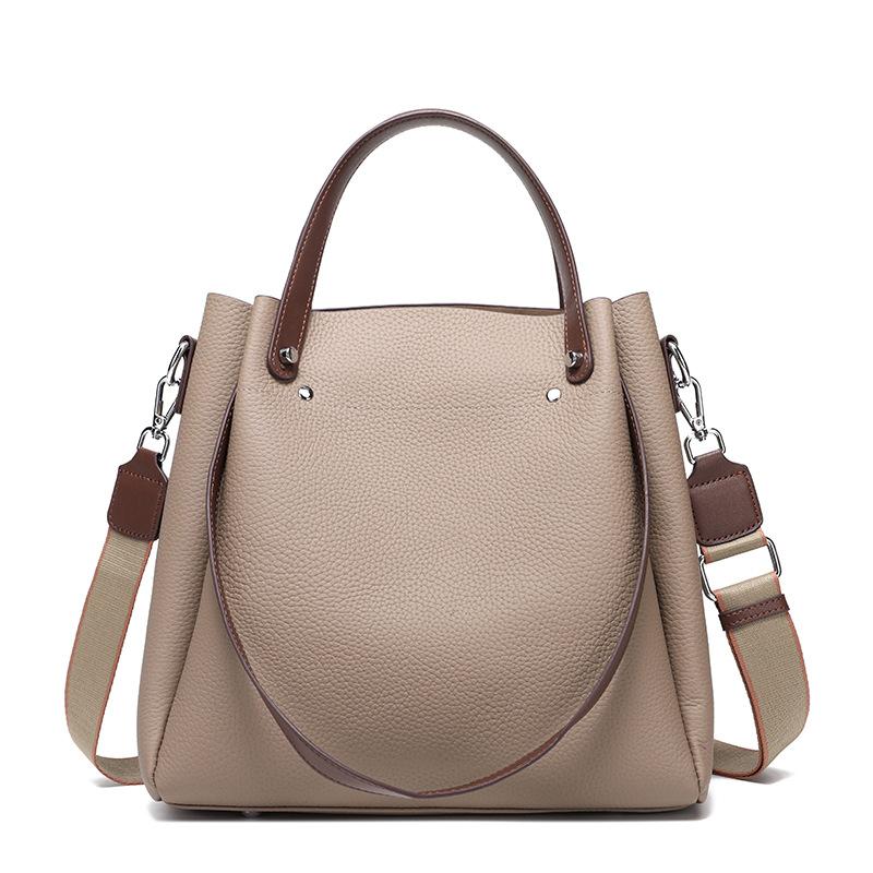 Fashion cowhide tote bag new leather women's bag retro commuter handbag large capacity shoulder bag