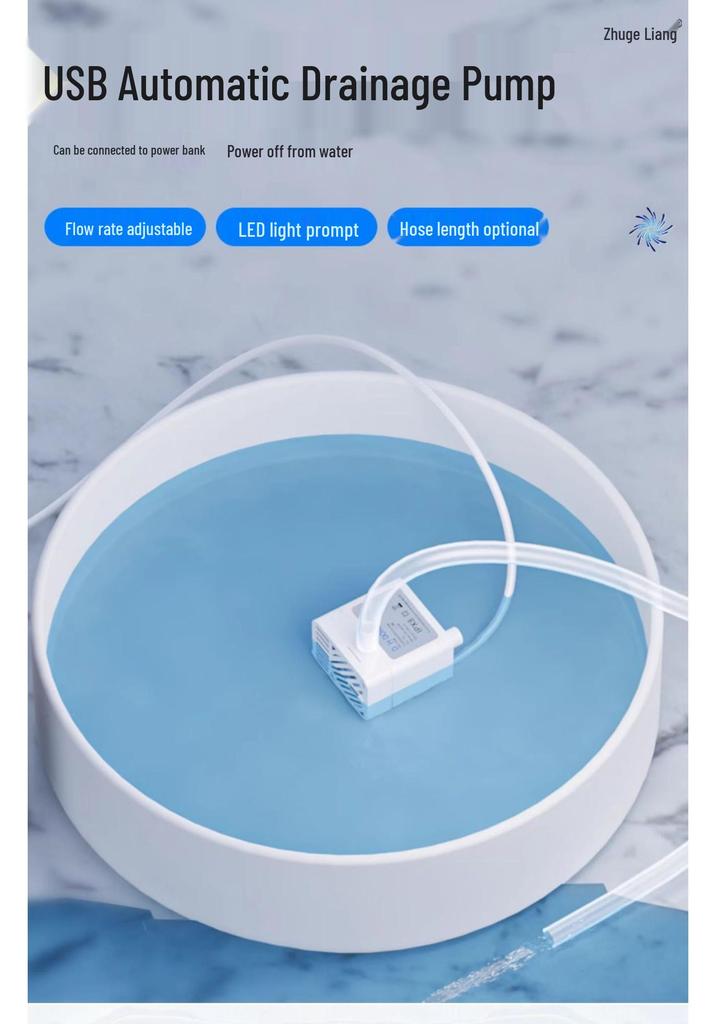 Ultra-Leise Smarte Pumpe: Automatischer Start/Stopp, Trockenlaufschutz, Automatische Abschaltung bei Wassermangel, USB-Entwässerung, Ideal für Klimaanlagen.