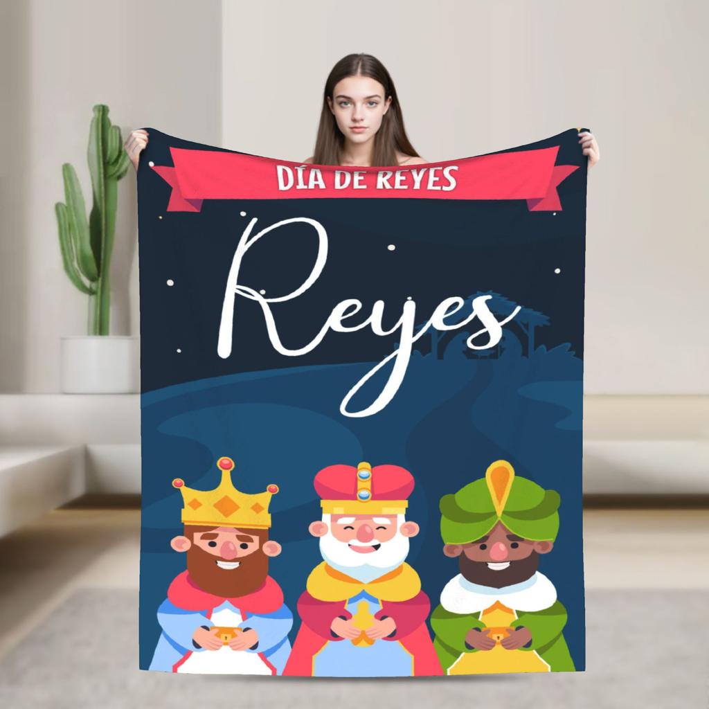Día de los Reyes Magos Throw Blanket for Couch  Fuzzy Soft Plush Blanket 50x60 Inches Multi-size Bedspread for All Seasons