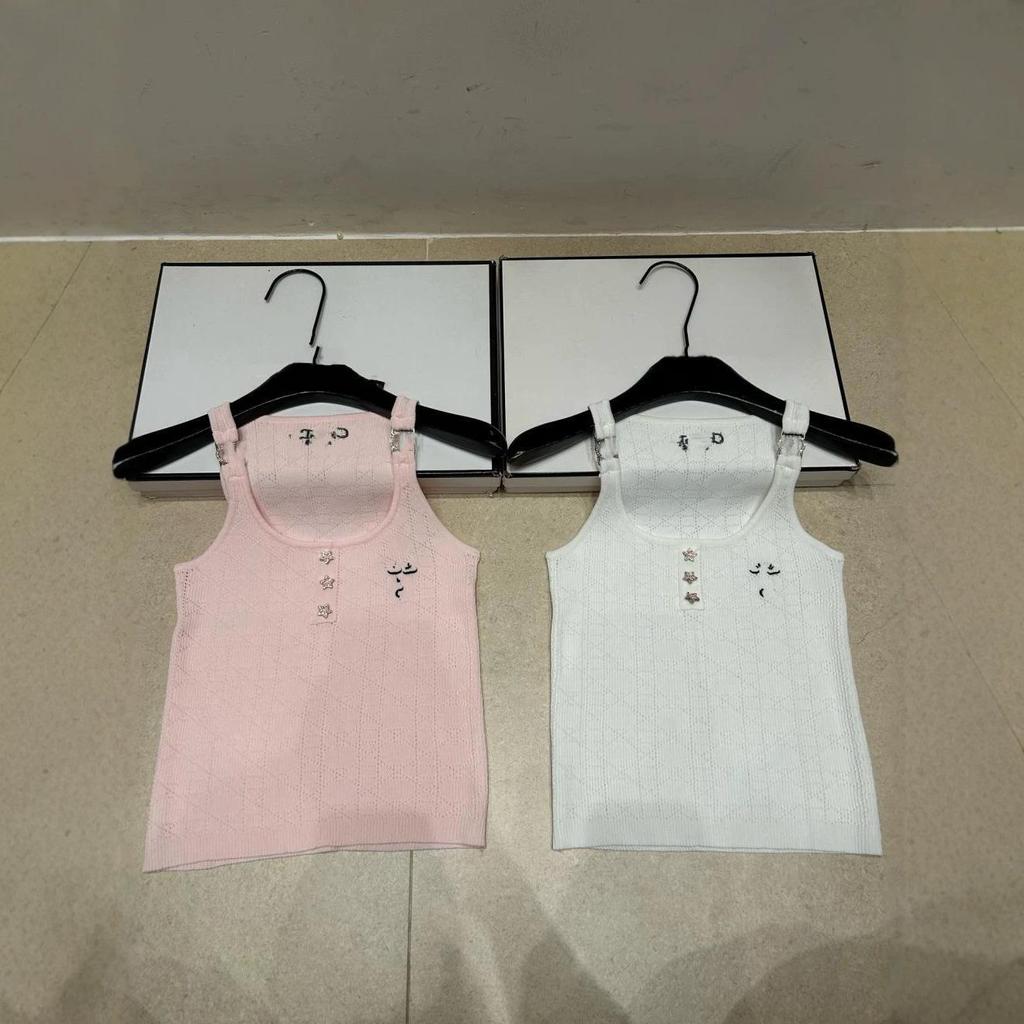High-Quality Diamond Quilted Bee Embroidery Knit Camisole Vest