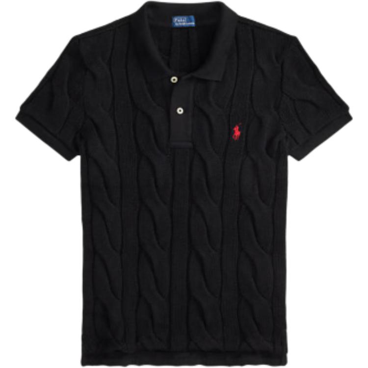 

Polo Ralph Lauren Поло с логотипом, вязаное, приталенного кроя, с коротким рукавом, женский топ, черный WMPOKNINB920266-001 XL