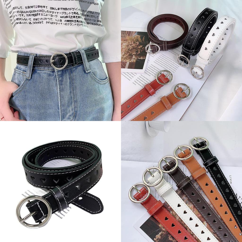 Elegant Minimalist Women's Pu Leather Belt Stylish Round Buckle Adjustable Fashion