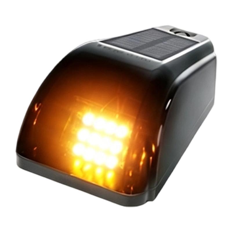Motorcycle Truck Roof V Light for Pickup Custom Builds, Solar Powered 12 LED Marker Lamp, Black ABS PC Housing, Single Light Pack
