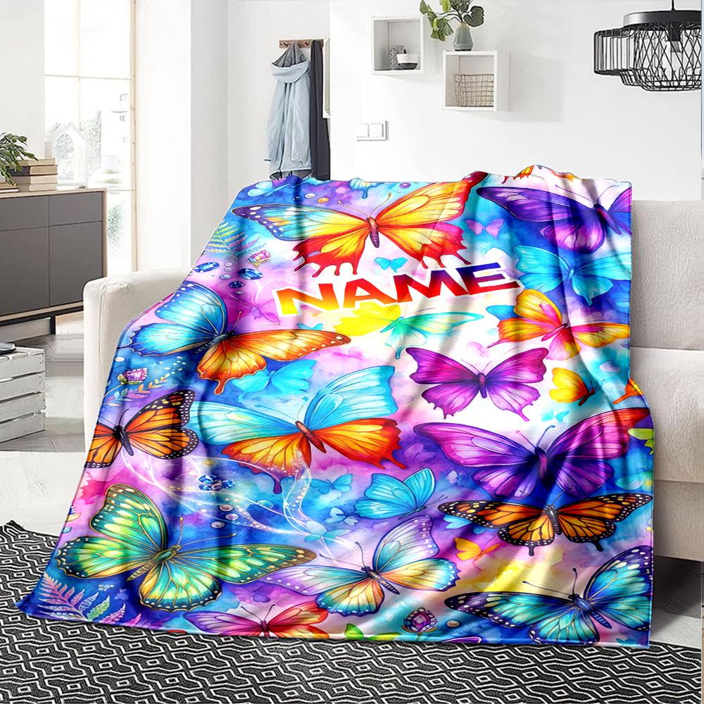 Butterflies Home Customize Your Name Blankets Soft Lightweight Comfortable All Season Multi Use Throw Perfect For Picnic Sofa Office Bed Living Room