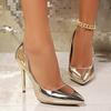 Fashion Autumn Luxury Gold Silver High Heels Pumps Offices Women Pointed Toe Thin Heeled High Heels 2024 New Woman Slip On Party Shoes