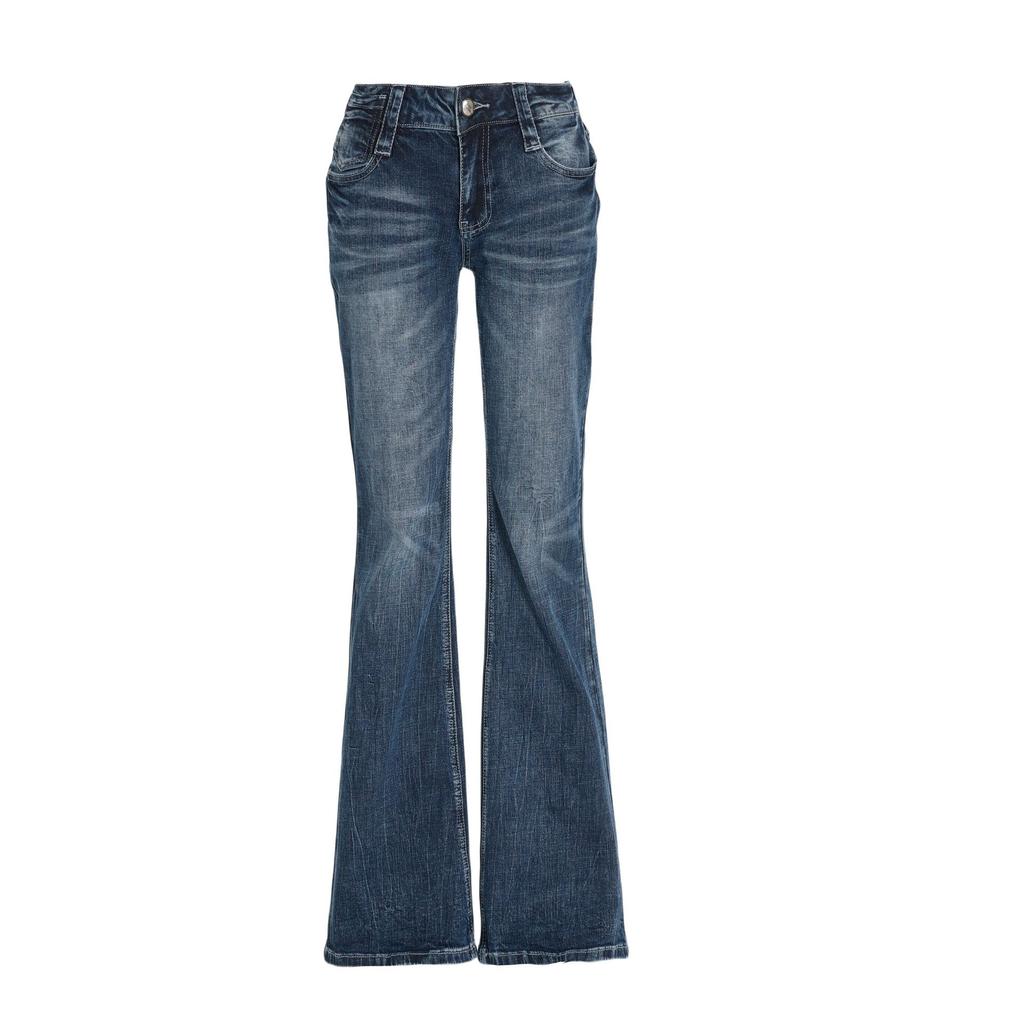 Early Spring Vintage Distressed Slim Micro Flare Denim Pants For Women Casual Pants Oversize Denim Trousers