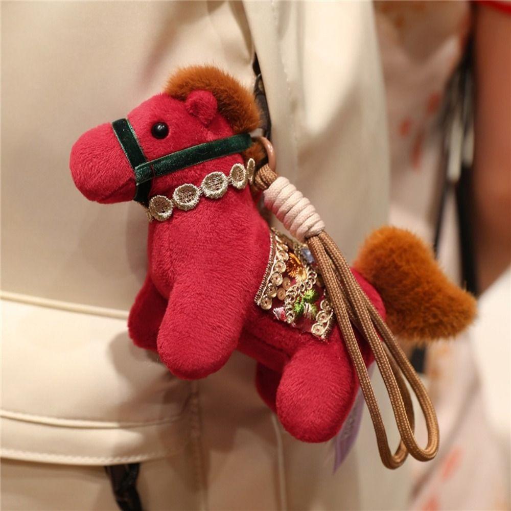 Mascot Doll Plush Horse Doll Pendant Creative Pony Key Ring Plush Pony Keychain  New Year Decor