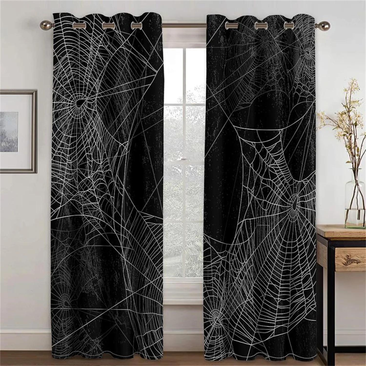 

3D потертый ретро триллер паутина черный красный светофильтрующие шторы оконные шторы для гостиной спальни 2 шт декор 100W160H(CM)40x63in&Grommet Top