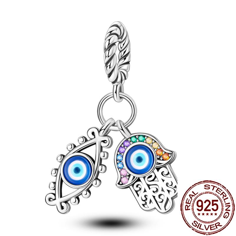 Charms Copper Hamsa Hand All-Seeing Eye Horus Fatima Protection Beads Fit Bracelet Necklace Women Diy Jewelry