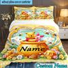3PCS Custom Name Cartoon bear Bedding Set Printed Duvet Cover Closure Includes 1 Duvet Cover & 2 Pillowcases for All Seasons Bedroom Decor