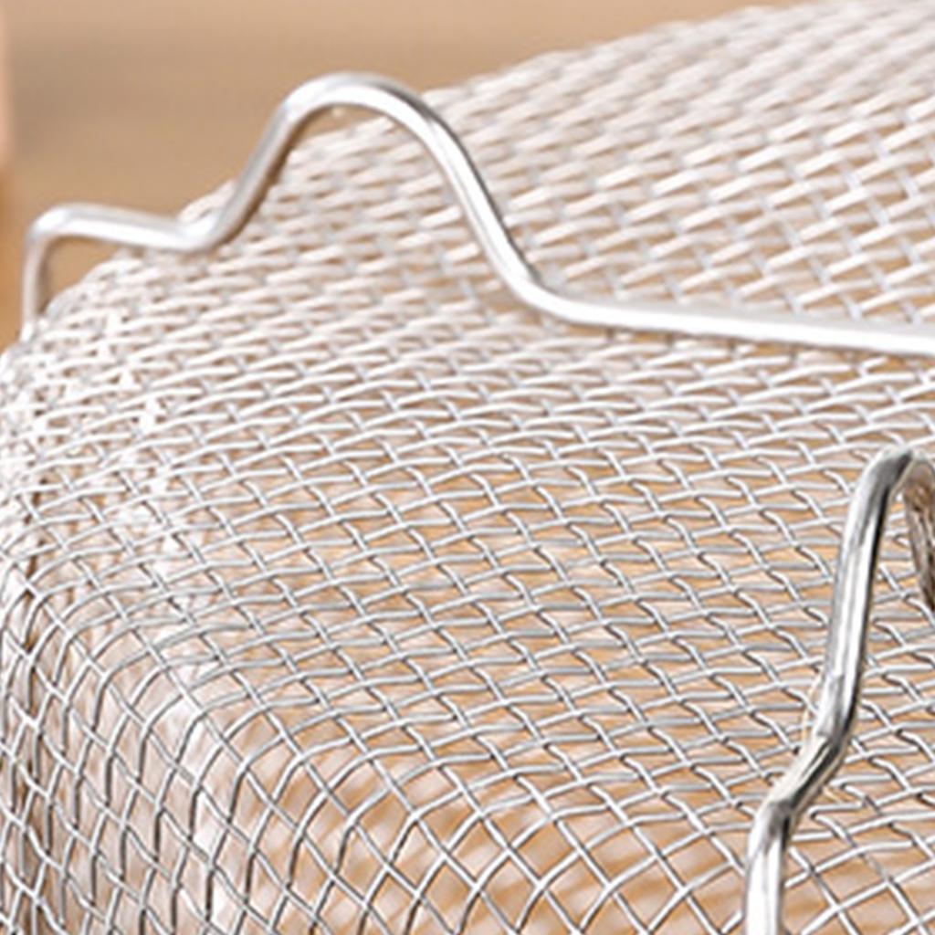 Mesh Steaming Basket Stainless Steel Comfortable Handles Heat Resistant Steaming Basket for Cooking Kitchen 20x21cm