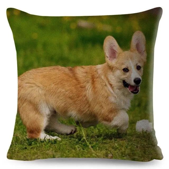 Cute Welsh Corgi Pembroke Dog Printed Pillowcase Decoration  Pet Animal Cushion Cover Sofa Household Car