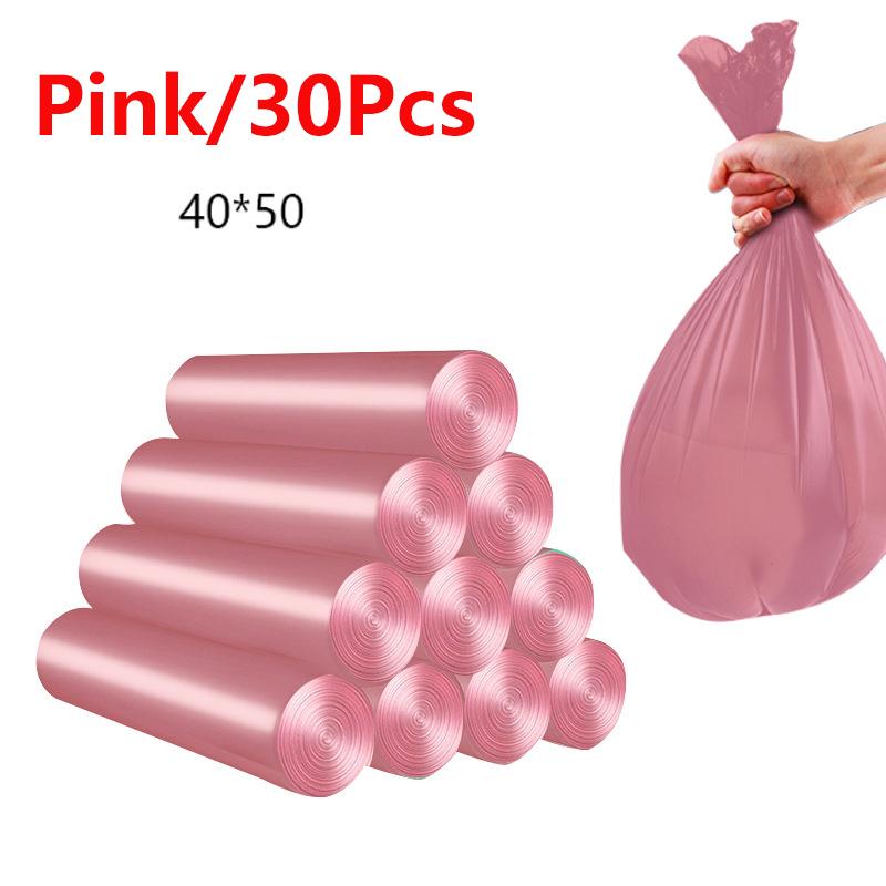 

Модный мешок для мусора, закрывающийся, многофункциональный, для домашнего проживания, для утилизации, утолщенный кухонный автоматический шнурок Pink(40*50)/30Pcs