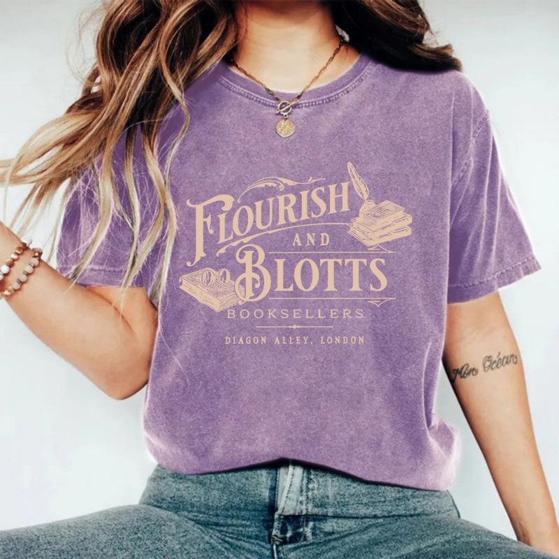 Women's Pure Cotton Washed and Aged Short-sleeved Fashionable T-shirt