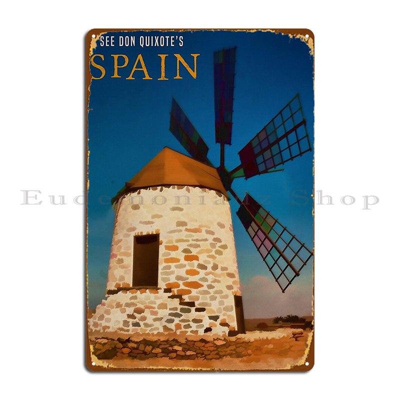 Don Quixote S Windmill Metal Plaque Club Bar Wall Decor Garage Designer Classic Tin Sign Poster