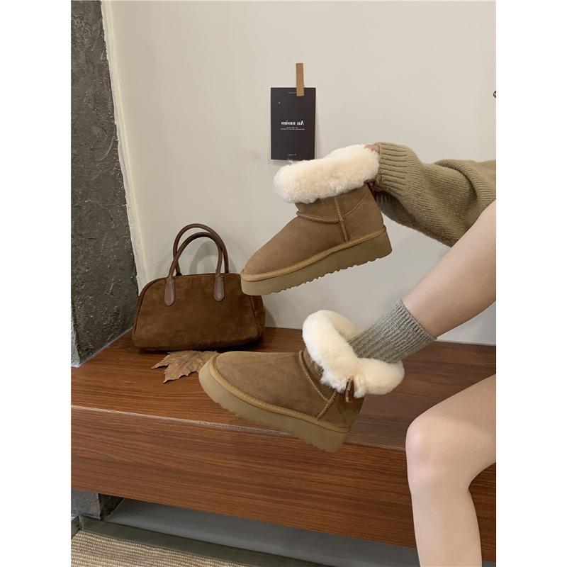 Thick-soled Snow Boots, Fluffy Boots for Women, Northeastern Cotton Shoes, Plush Warm Plush Short Boots for Women