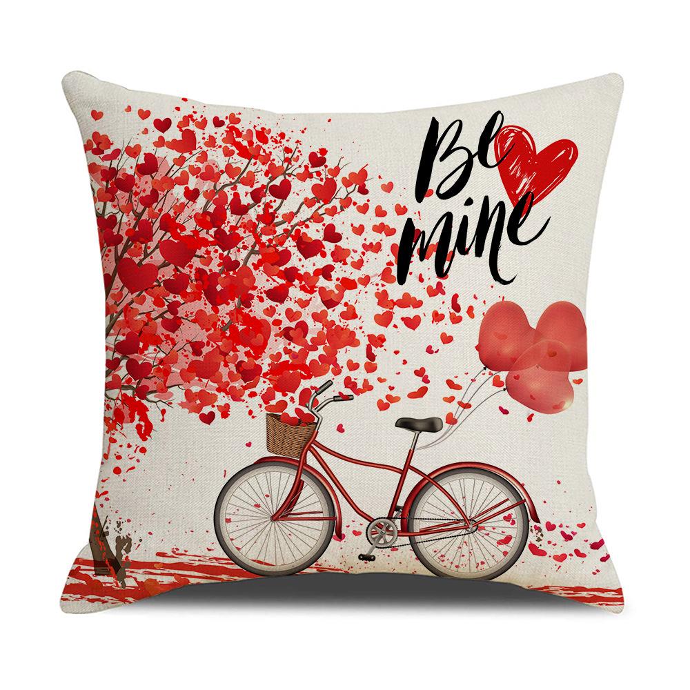 

Valentine s Day Pillow Nordic Red Car Rose Love Print Cushion Linen Cushion Home Products 45 * 45Cm (excluding pillow core)