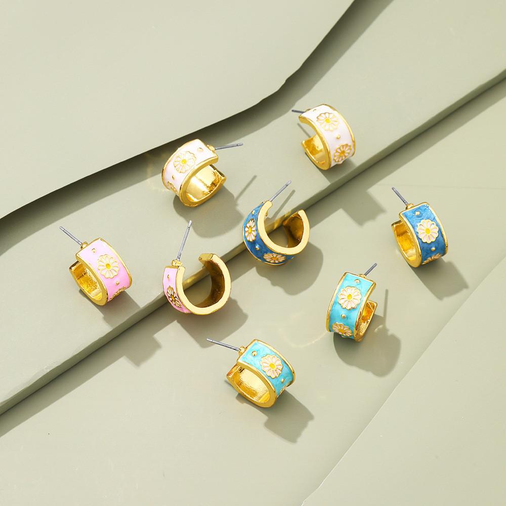 Geometric Alloy Unique Earrings With Artificial Stones Elegant Womens Jewelry