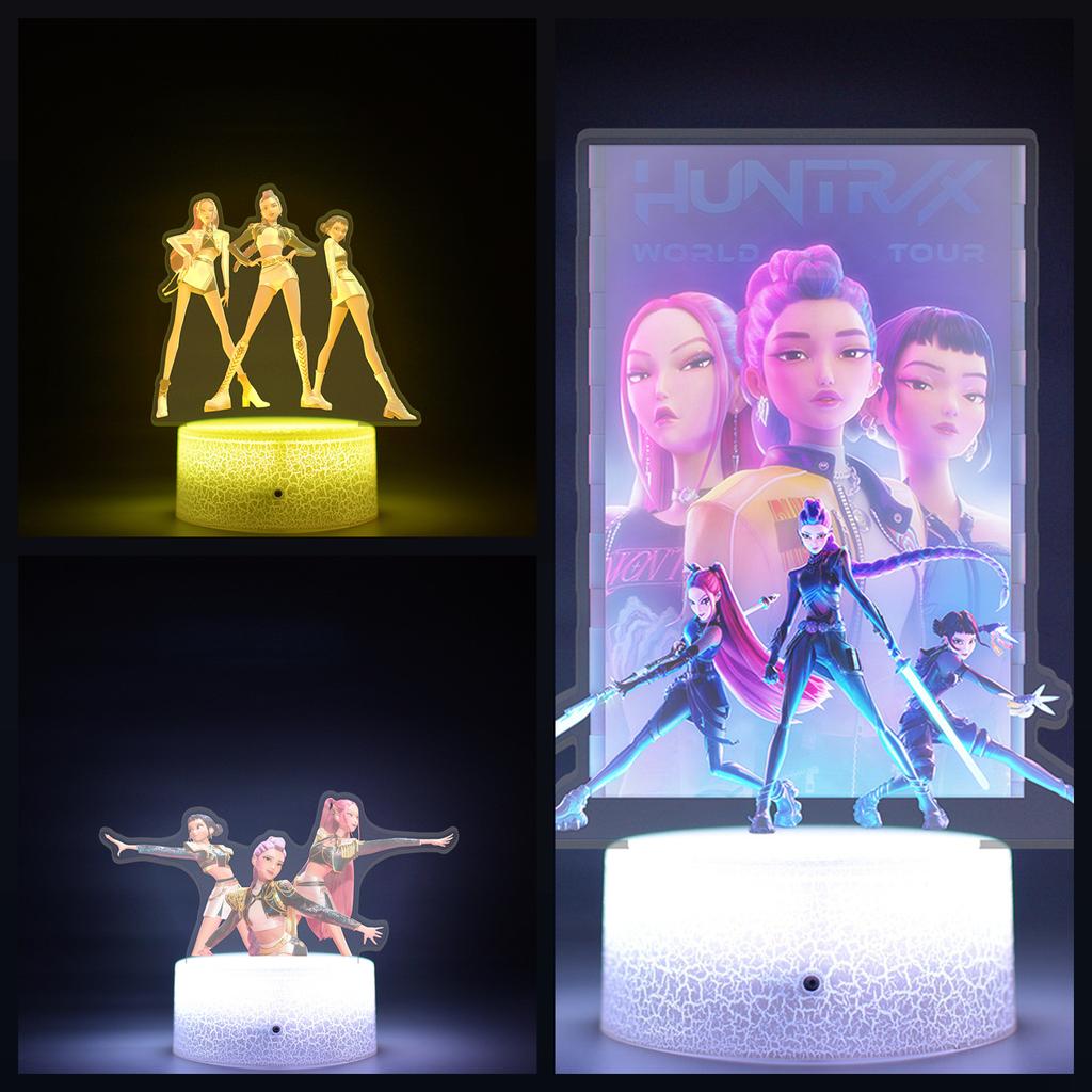 KPop Demon Hunters Kawaii Zoe Mira Rumi Saja Boys Monochrome Light Remote Control 16 Color Night Lights
