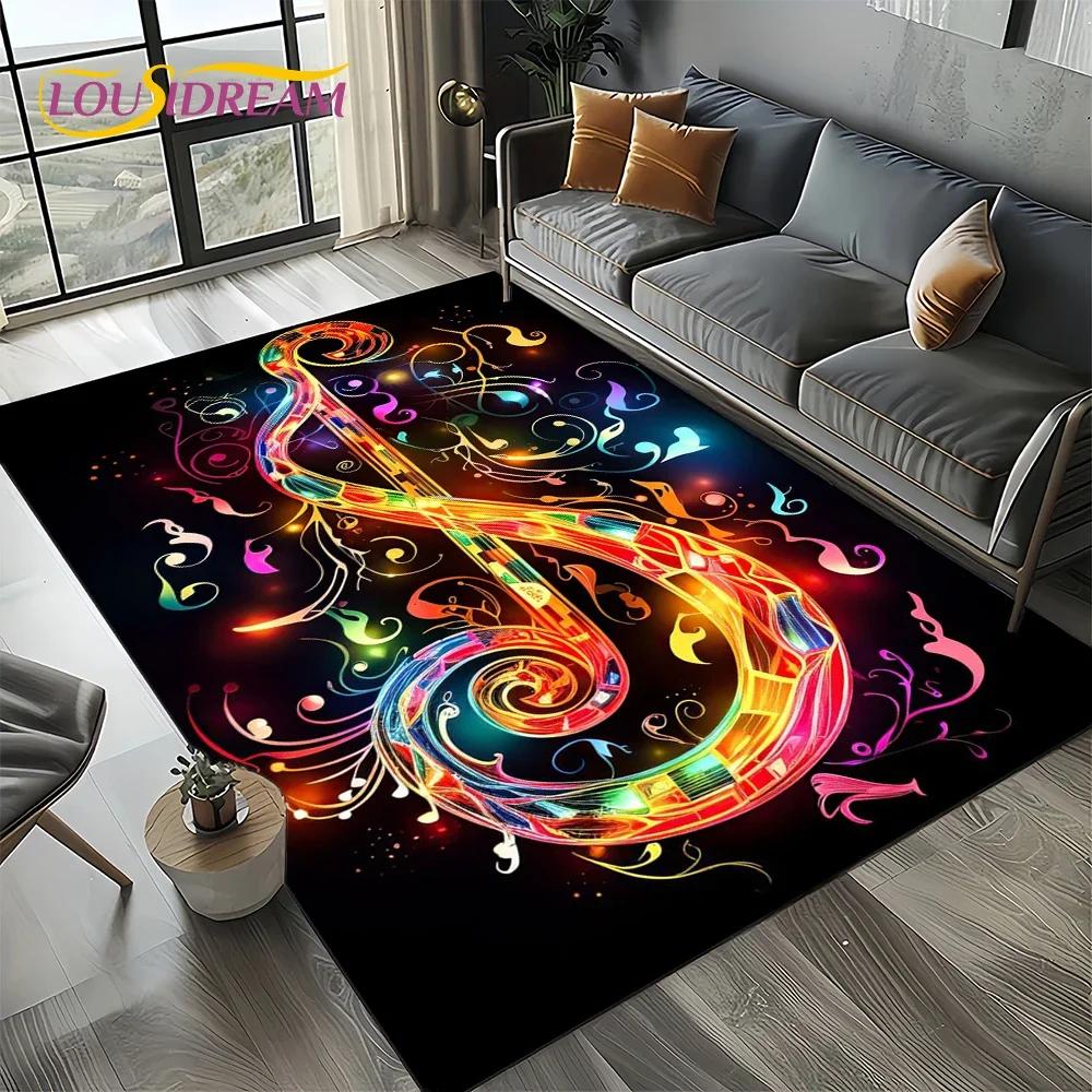Dream Note Music Colorful Musical Score Cartoon Carpet Rug for Living Room Bedroom Home Sofa Decoration,Kid Non-slip Floor Mat