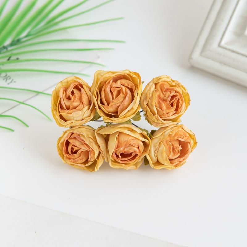 6Pcs Artificial Flowers Fake Silk Rose For Christmas Wreath Accessory Home Floral Arrangement Wedding Bridal Bouquet Decoration