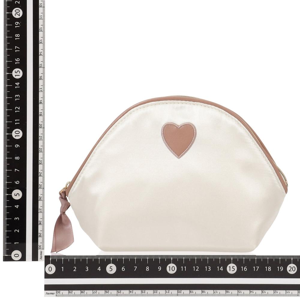 Franc Franc Japan Heart Patch Satin Pouch S Ivory