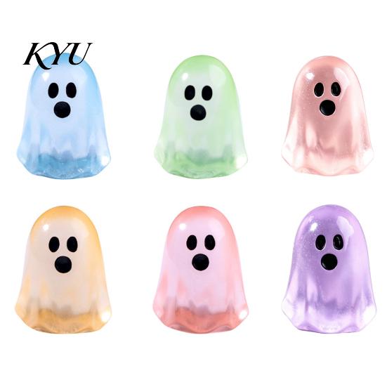 Halloween Tabletop Ornaments 6PCS Luminous Mini Ghost Figures, Miniature Glow in The Dark Glowing Figurines Ornaments, Theme Resin Collections
