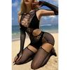 Elegance Mesh Lace Design Red Body Stockings Fancy Wear