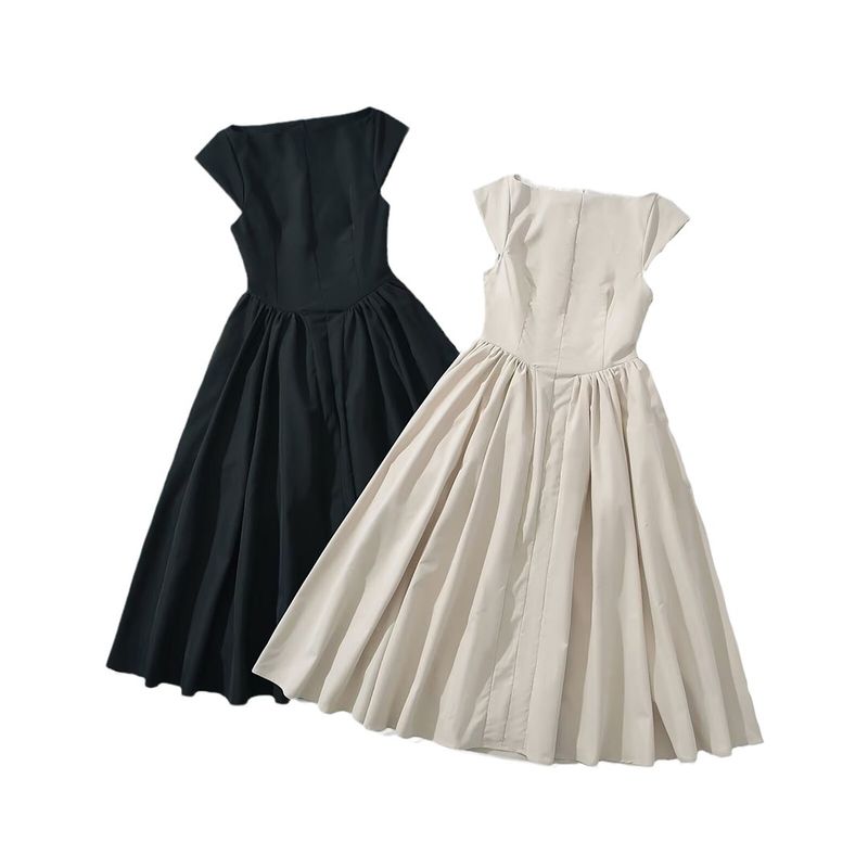 Kaslead New Arrival Women's Clothing Fashion Style Fashion French Style Without Straps Chinese Mesh Patchwork Dress