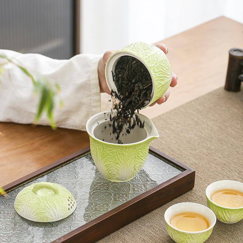 Baicai Nafu Ceramic Kung Fu Tea Set Gift Box Household Tea Can Mid-Autumn Festival National Day Business Souvenir
