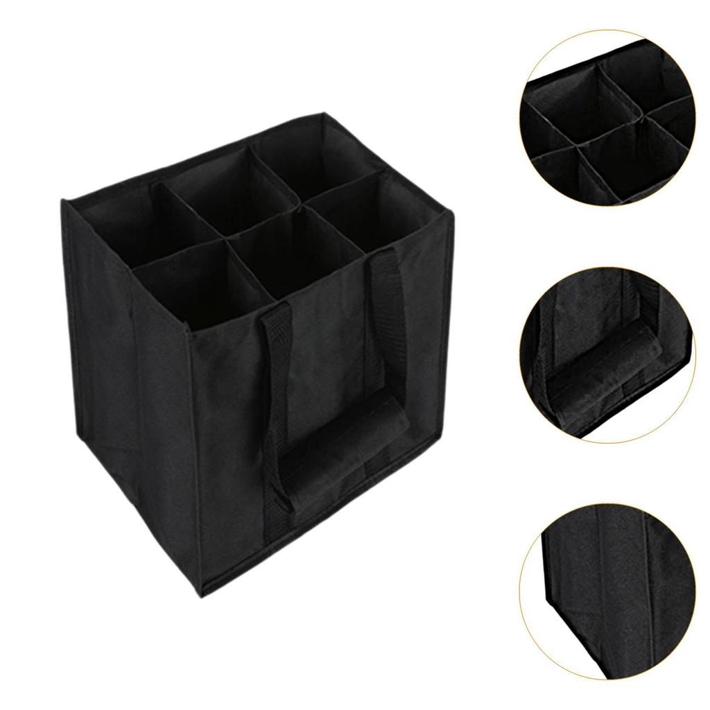 6 Bottle Wine Tote Bag, Holder Gift Bag with Carry Handle, Non Woven