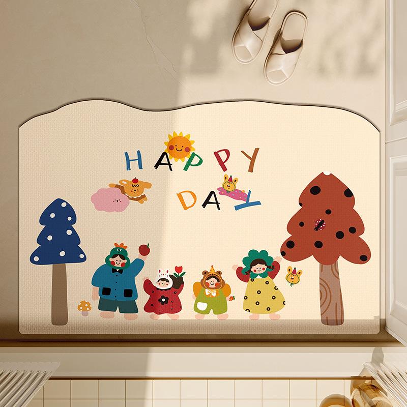 Bathroom Anti-slip Floor Mat Household Bathroom Door Absorbent Quick-drying Foot Mat Dirt-resistant No-wash and Fall-proof Carpet Can Be Cut
