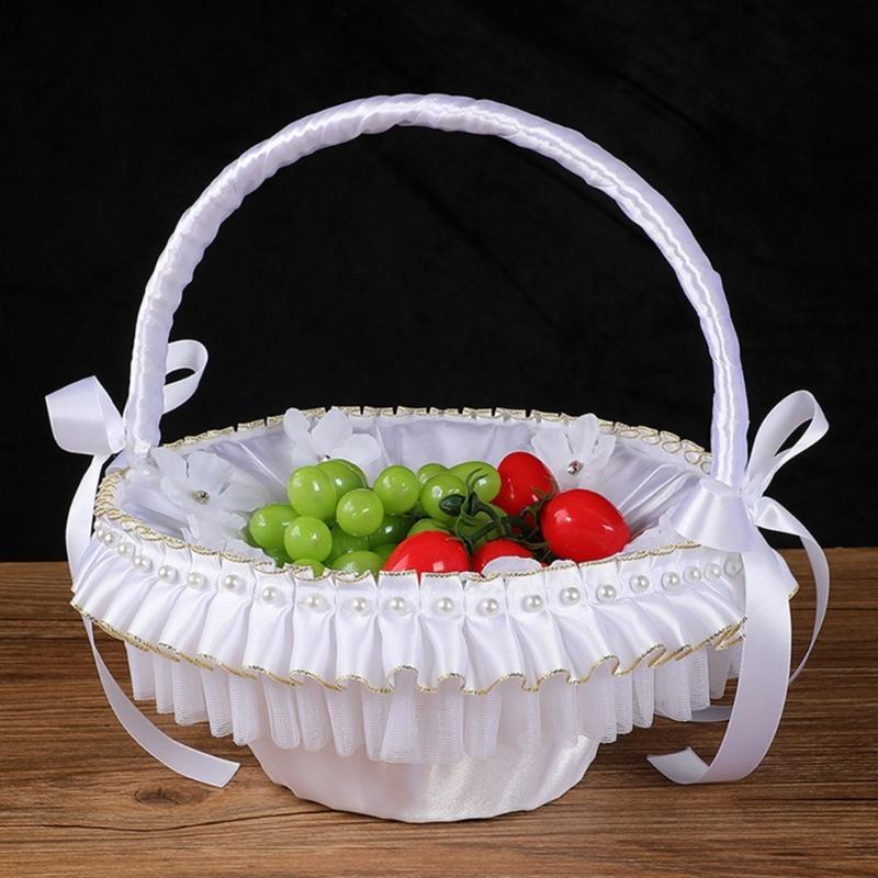 Princess Style Decorative Storage Basket With Metallic Accent Perfect For Bridal Showers Anniversaries And Photo Props