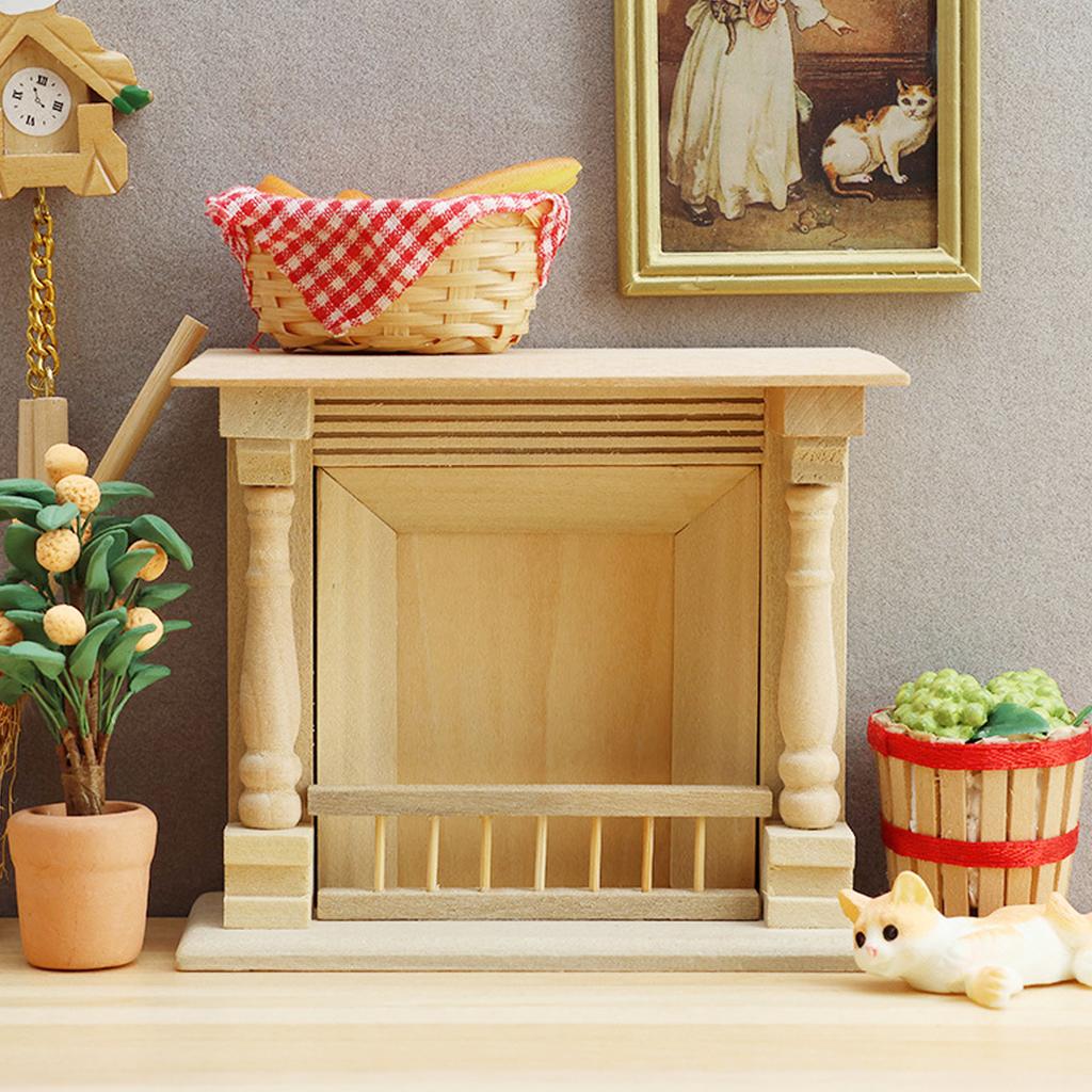 Șemineu Miniatură Casă de Păpuși Scară 1/12 Decoruri Realiste din Lemn pentru Proiect Artizanal Decoruri de Scenă și Pasionați de Modele