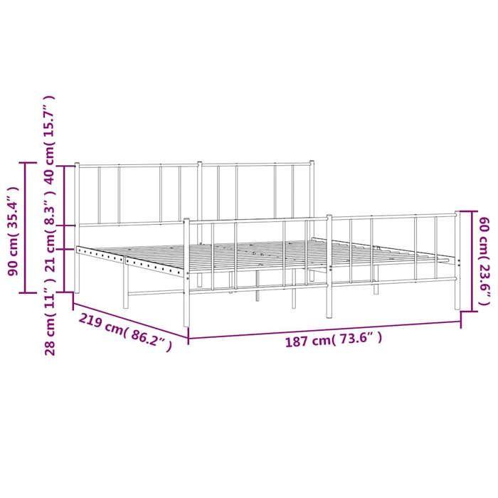 VidaXL Metal Bed Frame with Headboard-Footboard White 183x213cm 352552