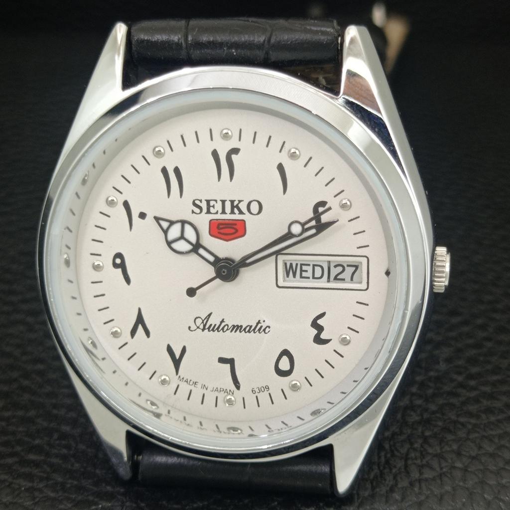 VINTAGE REFURBISHED SEIKO 5 AUTOMATIC 6309A JAPAN MENS WHITE WATCH a442442-4