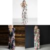 Elegant Summer Floral Print Long Sleeve Dress For Women In White Pink Green And Navy Blue