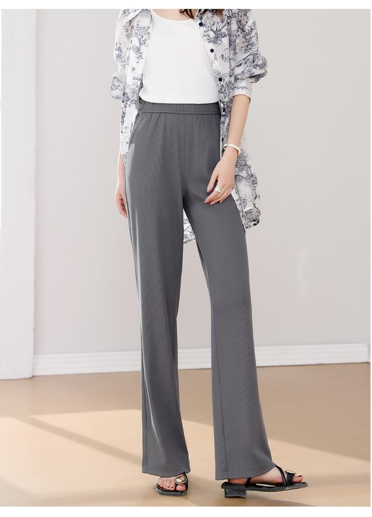 Summer Fashionable High-Waisted Solid Color Temperament Commuting Slimming Straight Leg Pants