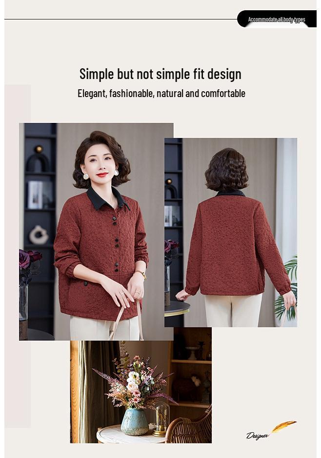 2026 Stylish Women's Lapel Jacket - Fashionable Slimming Shirt for Middle-Aged Moms