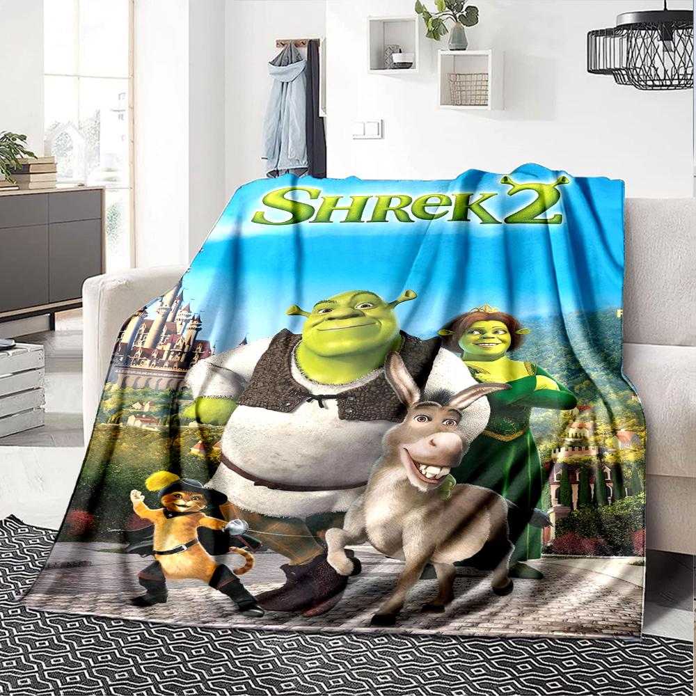 Shrek Theme Printed Blanket - Perfect for Couch, Bed, Travel & Outdoor Use | Machine Washable, Cozy & Durable.